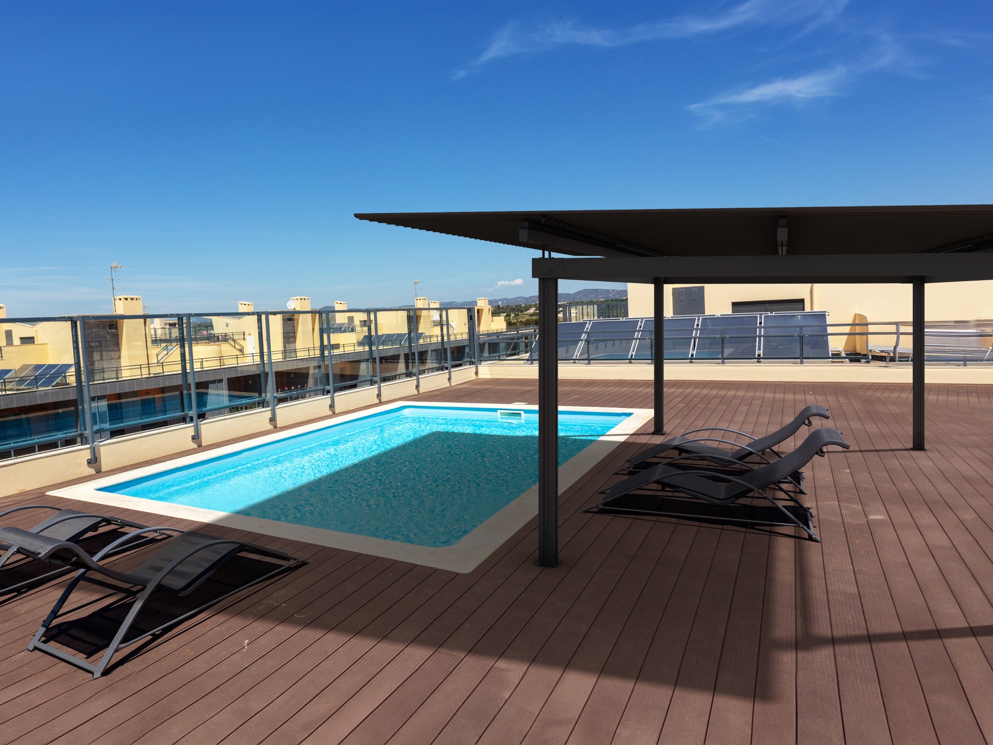 Modern pool for tourists on the roof of the building